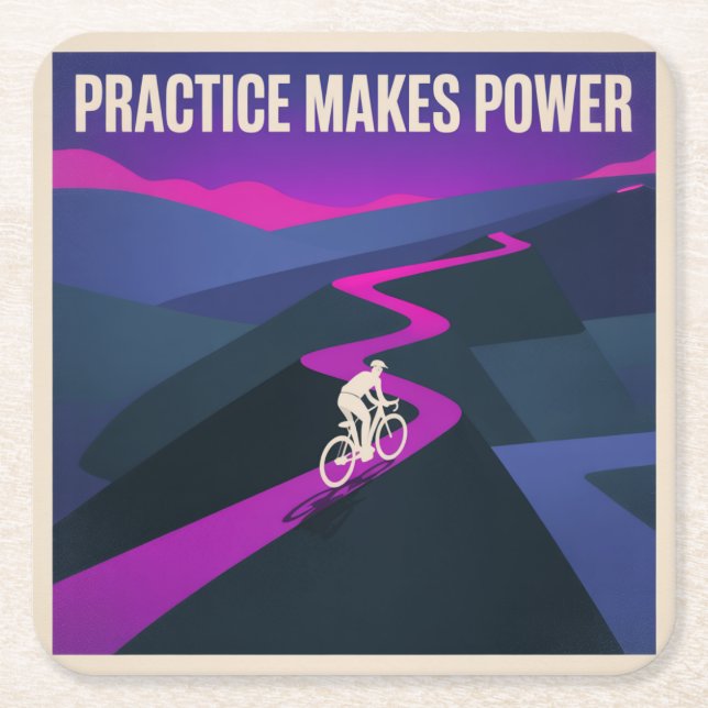 Porta-copo De Papel Quadrado Practice Makes Power (Frente)