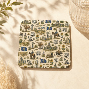 Porta-copo De Papel Quadrado Pradaria Kansas Rota 66 Sips