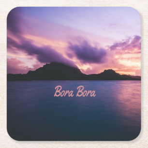 Porta-copo De Papel Quadrado Praia da Ilha Bora Bora Suset