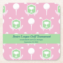 Prato de festa da liga de golfe - Rosa e Verde