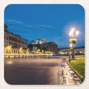 Porta-copo De Papel Quadrado Prato della Valle à noite em Padova, Itália
