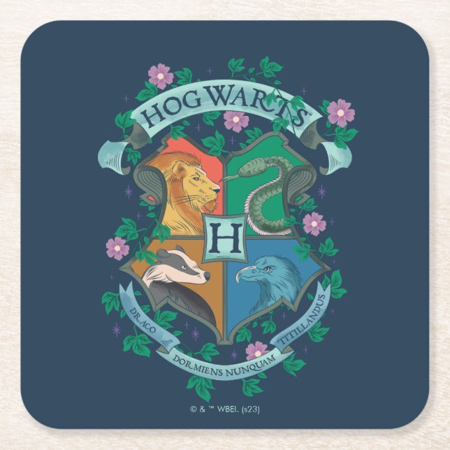 Porta-copo De Papel Quadrado Prender Floral HOGWARTS™ (Frente)