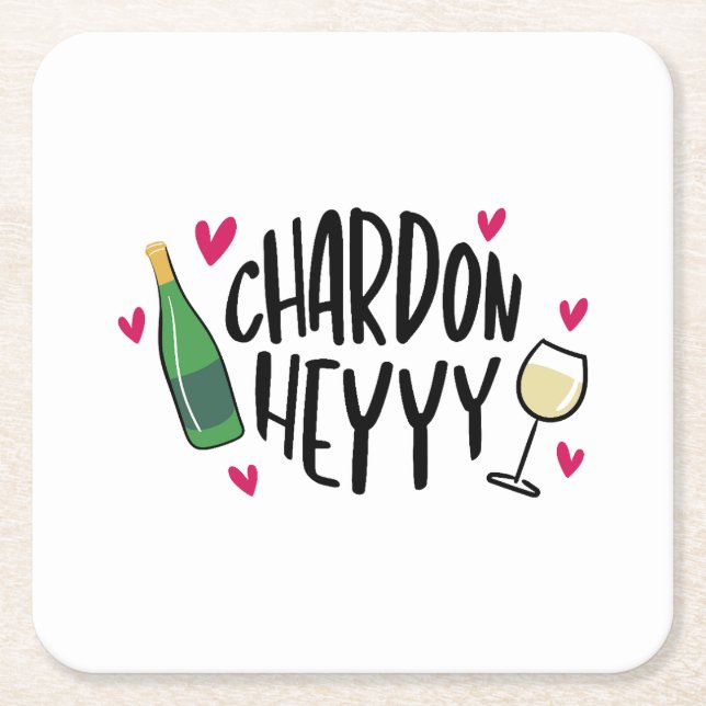 Porta-copo De Papel Quadrado Preppy Chardonnay Funny (Frente)