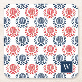 Porta-copo De Papel Quadrado Preppy Golf Laurel Wreath - Red & Navy