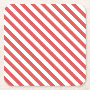 Porta-copo De Papel Quadrado Preppy Red & White Stripes - Porta copos