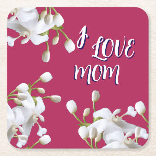 PORTA-COPO DE PAPEL QUADRADO PRESENÇA ESPECIAL DE AMOR PARA MÃE