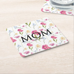 Porta-copo De Papel Quadrado Presente Floral de Flores Silvestres para Mãe Recé