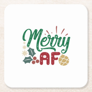 Porta-copo De Papel Quadrado Presente Xmas   Feliz AF Legal Sassy