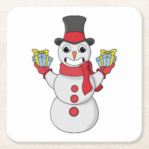 Porta-copo De Papel Quadrado Presentes de Snowman