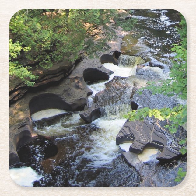 Porta-copo De Papel Quadrado Presque Isle River - Porta copos de Michigan (Frente)