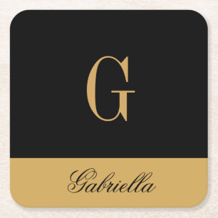 Porta-copo De Papel Quadrado Preto Dourado