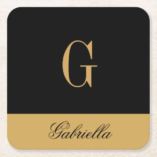 Porta-copo De Papel Quadrado Preto Dourado