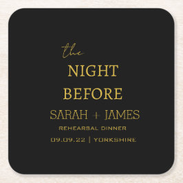 Porta-copo De Papel Quadrado Preto Dourado Na Noite Antes Do Janto De Ensaio
