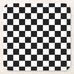 Porta-copo De Papel Quadrado Preto e branco Checkered