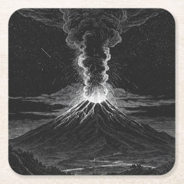 Porta-copo De Papel Quadrado Preto e Branco Erupção no Espaço Exterior