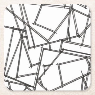 Porta-copo De Papel Quadrado Preto e Branco Geométrico