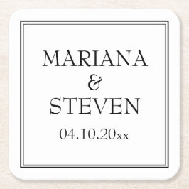 Porta-copo De Papel Quadrado Preto e Branco minimalista moderno