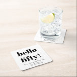Porta-copo De Papel Quadrado Preto e Branco Moderno 50º Aniversário Personaliza<br><div class="desc">Bold Black and White Modern 50th Birthday - Porta copos de Papel Quadrado Personalizado</div>