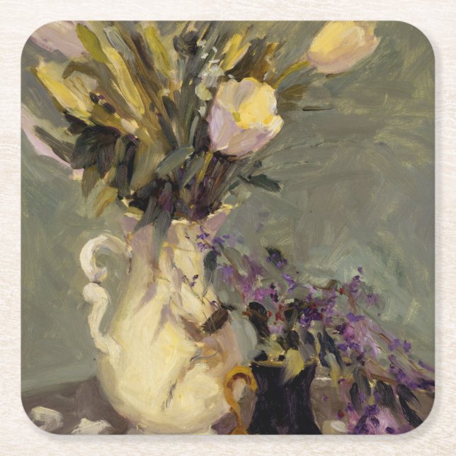 Porta-copo De Papel Quadrado Preto e ouro (Frente)