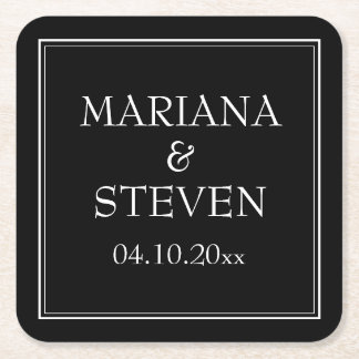 Porta-copo De Papel Quadrado Preto Minimalista Moderno