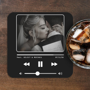 Porta-copo De Papel Quadrado Preto para Casamento do Player de Música MP3