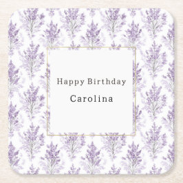 Porta-copo De Papel Quadrado Pretty Lavender Flowers Birthday