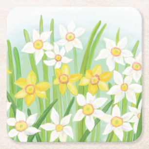 Porta-copo De Papel Quadrado Primavera Daffodils 