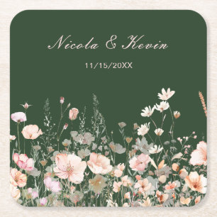 Porta-copo De Papel Quadrado Primavera de Flor Porta copos Floral