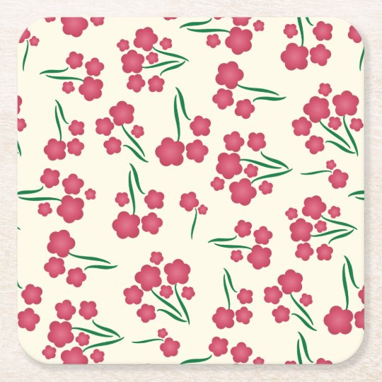 Porta-copo De Papel Quadrado Primavera magenta das flores do rosa da flor da