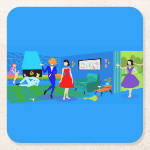 Porta-copo De Papel Quadrado Primaveras de Palma Atômica Porta copos de papel 