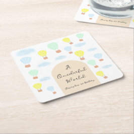 Porta-copo De Papel Quadrado Primeiro aniversario de Balão de Ar Quente do Mund