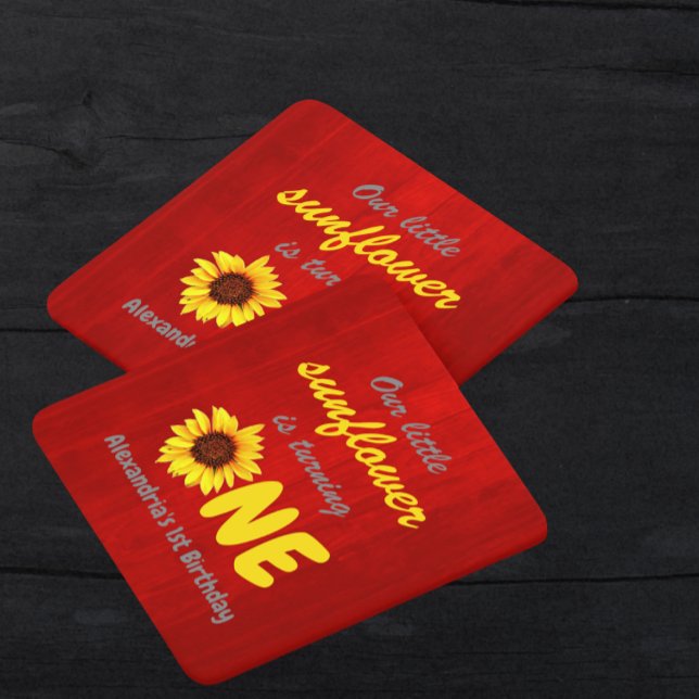 Porta-copo De Papel Quadrado Primeiro aniversario de girassol (Criador carregado)