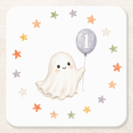 Porta-copo De Papel Quadrado Primeiro Boo Fantasma | Primeiro Aniversário de Ha