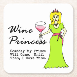 Porta-copo De Papel Quadrado Princesa do vinho "um dia meu príncipe Vinda "