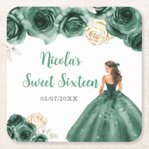 Princesa Floral no Vestido Verde Escuro Doce Dezes
