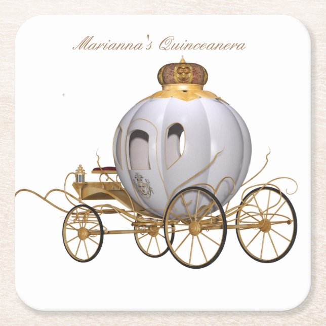 Porta-copo De Papel Quadrado Princesa Quinceanera do conto de fadas (Frente)