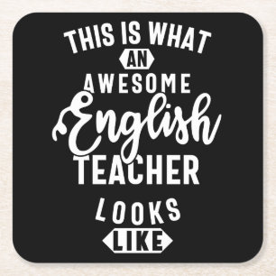 Porta-copo De Papel Quadrado Professor de inglês, professor inglês engraçado