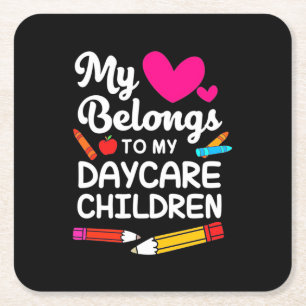 Porta-copo De Papel Quadrado Professor Meu Coração Pertence A Crianças