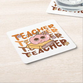Porta-copo De Papel Quadrado Professor Retro Bonito Pumpkin Halloween