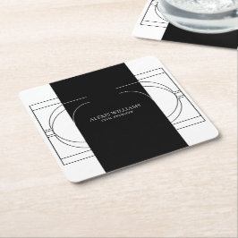 Porta-copo De Papel Quadrado Profissional Elegante Moderno e Minimalista Geomét