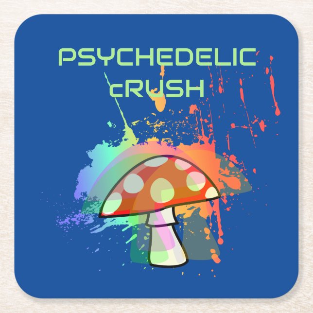 Porta-copo De Papel Quadrado Psicodélica do Retro Festa como se fosse 1969! (Frente)