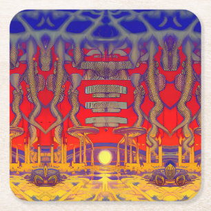 Porta-copo De Papel Quadrado Psychedelic Dreamland