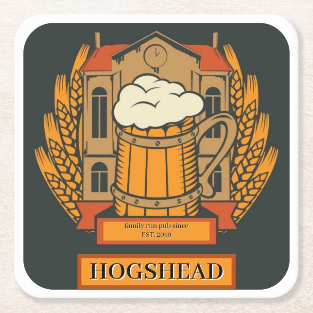 Porta-copo De Papel Quadrado Pubs, Bars Esteira de Cerveja em Quadrado (Frente)