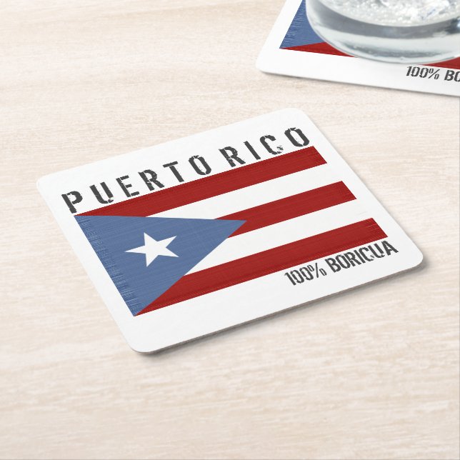 Porta-copo De Papel Quadrado Puerto Rico Boricua (Inclinado)