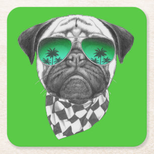 Porta-copo De Papel Quadrado Pug de Miami