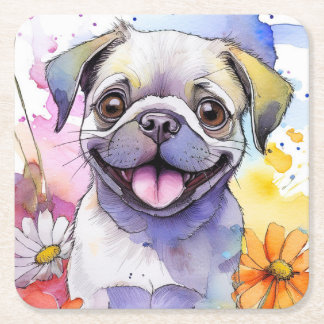 Porta-copo De Papel Quadrado Pug Dog Paper Porta copos