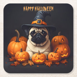 Porta-copo De Papel Quadrado Pug Halloween