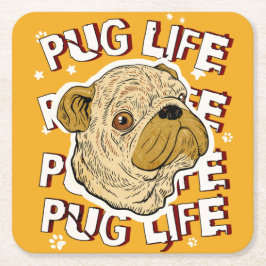 Porta-copo De Papel Quadrado Pug Life Animal og