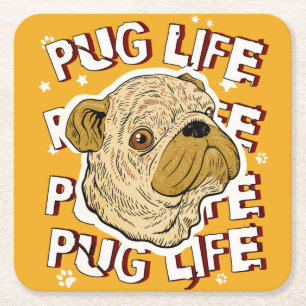 Porta-copo De Papel Quadrado Pug Life Animal og
