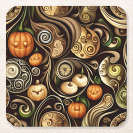 Porta-copo De Papel Quadrado Pumpkin de Steampunk Halloween e Placa de Papel